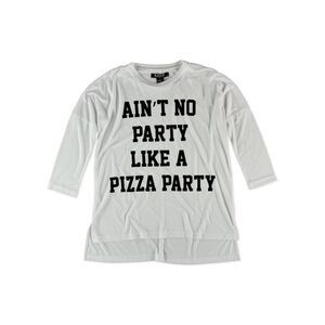 Sugar Rush Womens Pizza Party Graphic T-Shirt, White, Juniors, XS, DM
